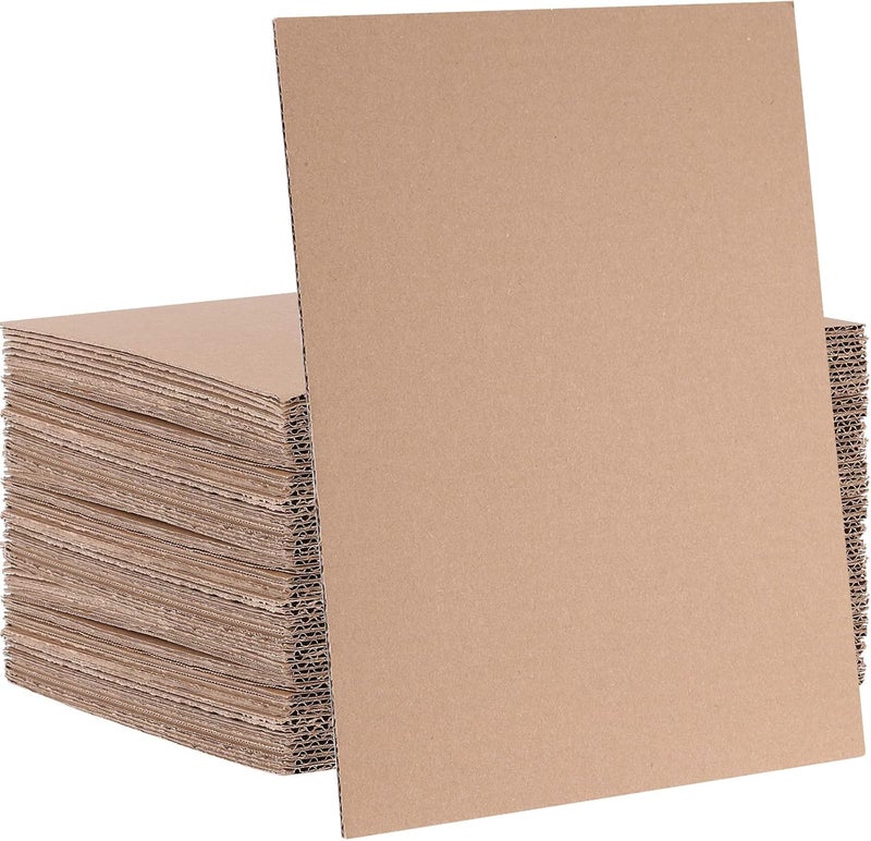 HAKZEON 50 Pack 8.5 x 11 Inch Corrugated Cardboard Sheets, Cardboard Paper, Flat Cardboard Inserts for Packaging Shipping Mailing DIY Crafts, Brown - Image 1